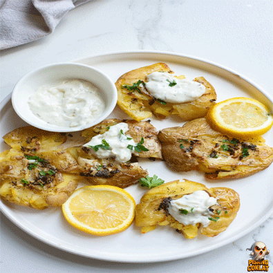 Smashed Potatoes with Feta